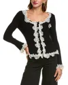 Beulah Lace Knit Top In Black