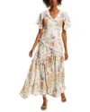 Beulah Lacy Maxi Dress In Beige
