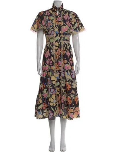 Pre-owned Beulah London Floral Print Long Dress In Multi