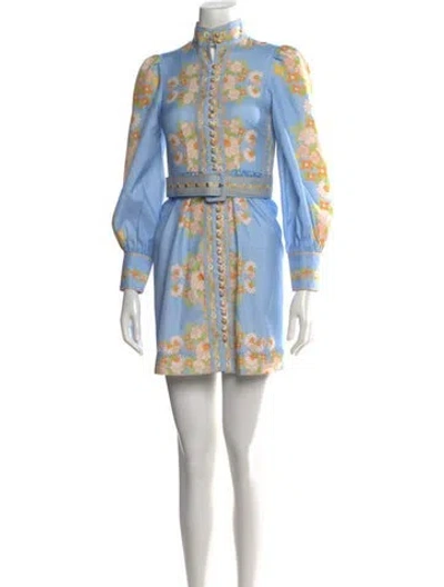 Pre-owned Beulah London Floral Print Mini Dress In Blue