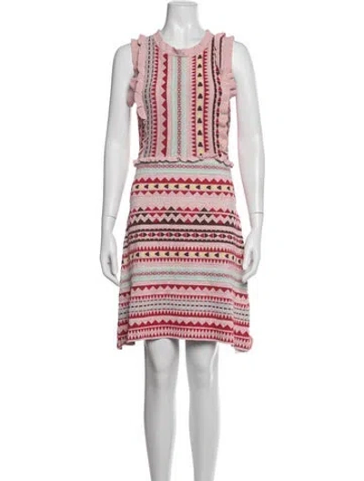 Pre-owned Beulah London Graphic Print Knee-length Dress In Pink