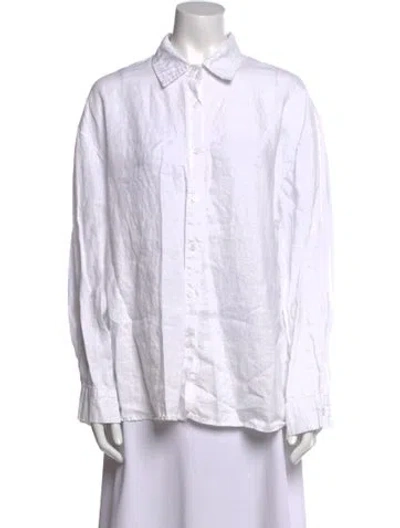 Pre-owned Beulah London Long Sleeve Button-up Top In White
