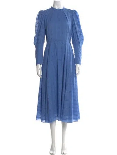 Pre-owned Beulah London Mock Neck Long Dress In Blue