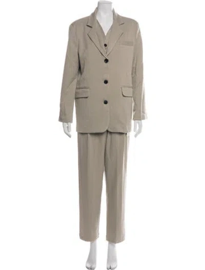 Pre-owned Beulah London Pleated Accents Pantsuit In Neutrals