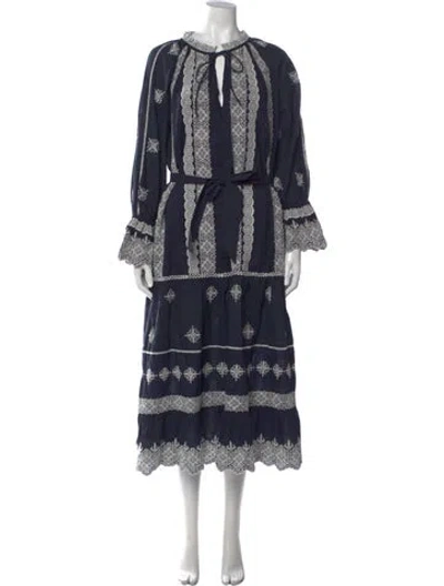 Pre-owned Beulah London Printed Long Dress In Blue