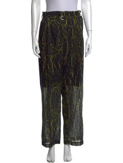 Pre-owned Beulah London Printed Wide Leg Pants In Black