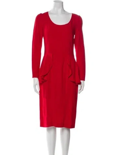 Pre-owned Beulah London Scoop Neck Midi Length Dress In Red