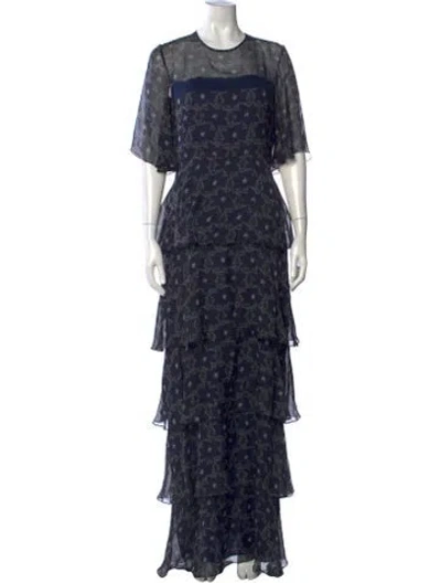 Pre-owned Beulah London Silk Long Dress In Blue