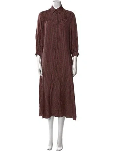 Pre-owned Beulah London Silk Long Dress In Brown
