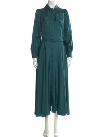 Pre-owned Beulah London Silk Long Dress In Green