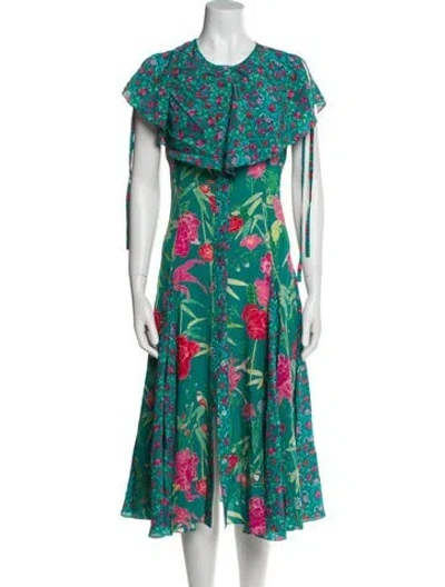 Pre-owned Beulah London Silk Midi Length Dress W/ Tags In Green