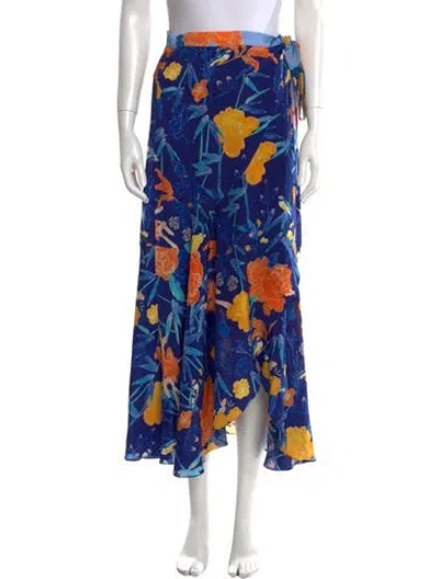 Pre-owned Beulah London Silk Midi Length Skirt In Blue