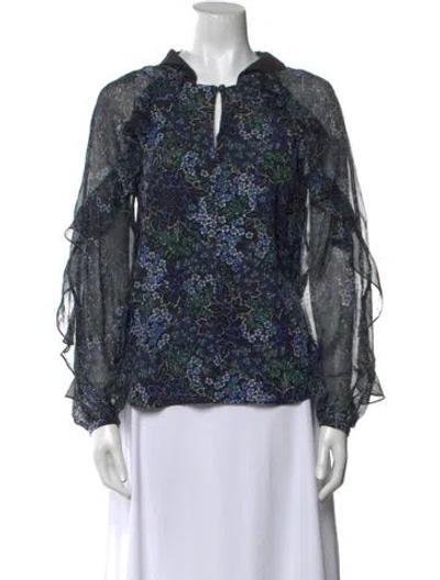 Pre-owned Beulah London Silk Printed Blouse In Blue