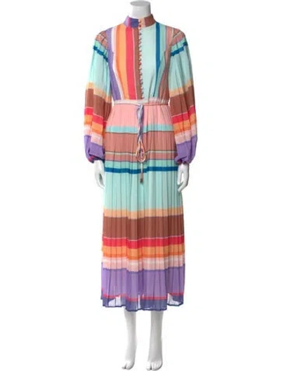 Pre-owned Beulah London Striped Long Dress In Blue