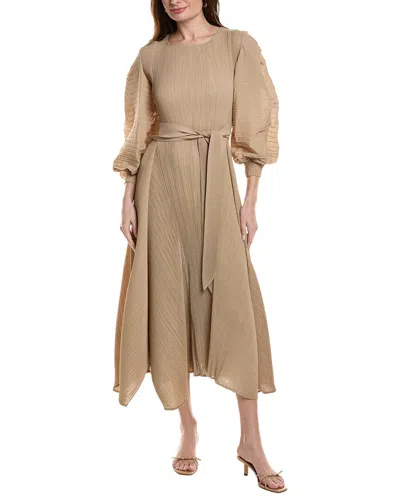 Beulah Long Sleeve Midi Dress In Brown