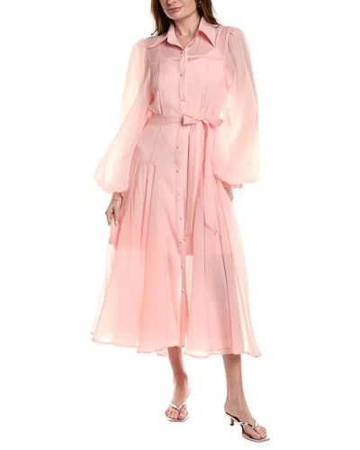 Beulah Long Sleeve Midi Dress In Pink