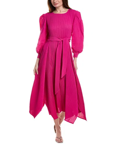 Beulah Long Sleeve Midi Dress In Pink
