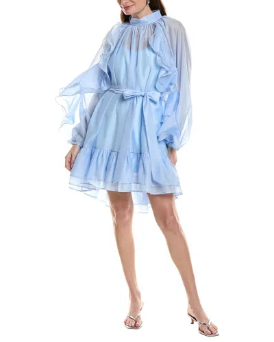 Beulah Long Sleeve Mini Dress In Blue