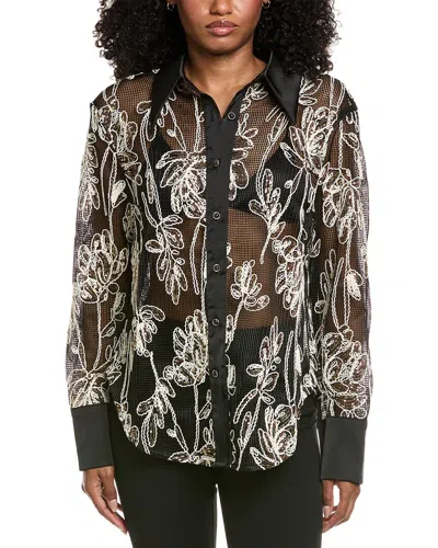 Beulah Mesh Blouson Top In Black