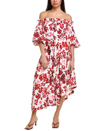Beulah Midi Dress In Red