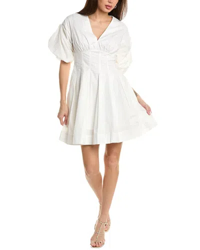 Beulah Puff Sleeve A-line Dress In White