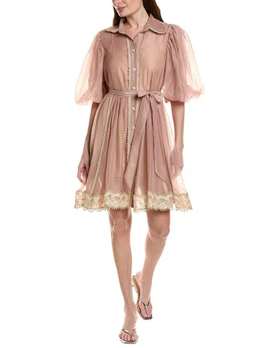 Beulah Short Sleeve Mini Dress In Brown