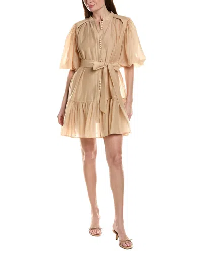 Beulah Short Sleeve Mini Dress In Brown