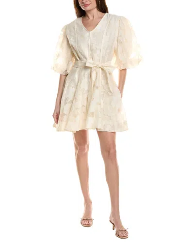 Beulah Short Sleeve Mini Dress In Neutral