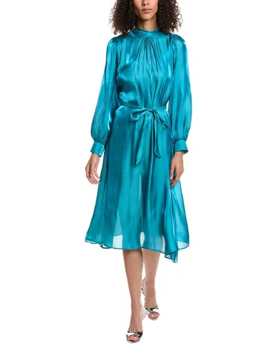 Beulah Slick Midi Dress In Blue