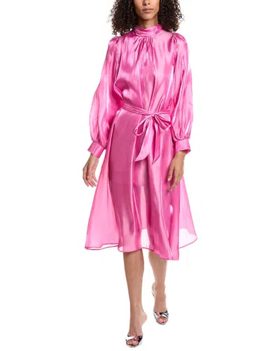 Beulah Slick Midi Dress In Pink