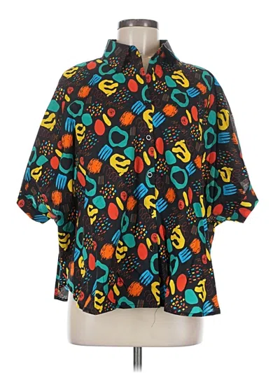 Pre-owned Beulah Style 3/4 Sleeve Button Down Shirt In Blue