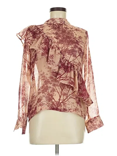 Pre-owned Beulah Style Long Sleeve Blouse In Burgundy