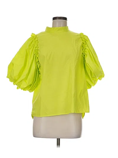 Pre-owned Beulah Style Short Sleeve Blouse In Green