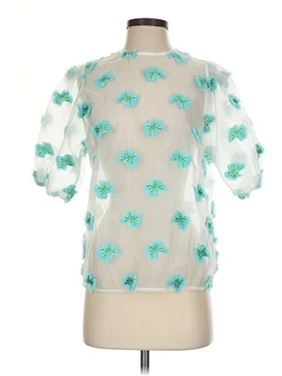 Pre-owned Beulah Style Short Sleeve Blouse In Teal