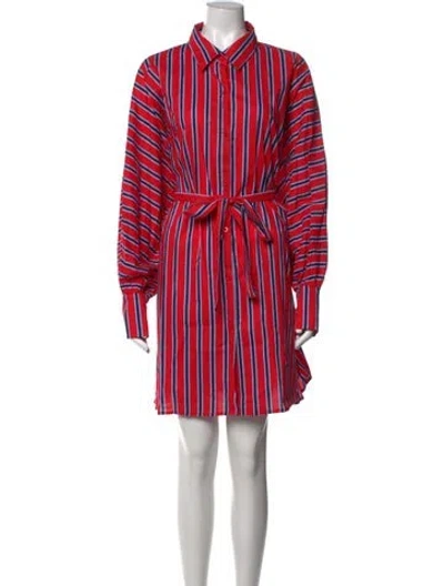 Pre-owned Beulah Style Striped Mini Dress In Red
