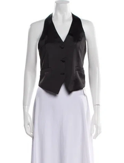 Pre-owned Beulah Style V-neck Sleeveless Crop Top In Black