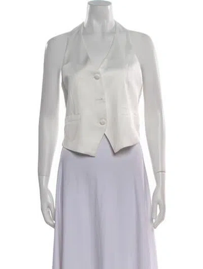 Pre-owned Beulah Style V-neck Sleeveless Crop Top In White