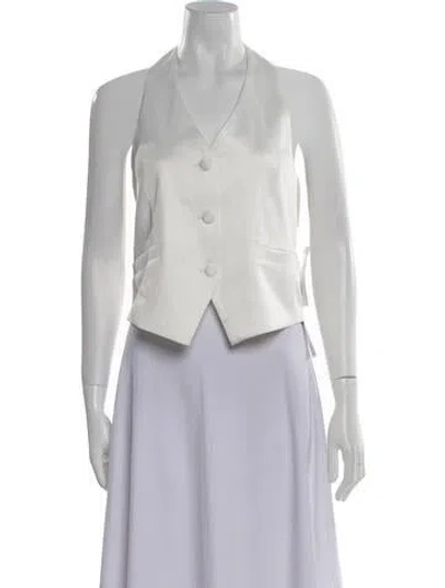 Pre-owned Beulah Style V-neck Sleeveless Crop Top In White