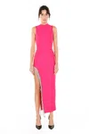 Beulah Styles Long Rhinestone Tassel Maxi Dress In Pink