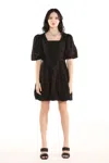 Beulah Styles Short Puff Shoulder Pattern Dress In Black