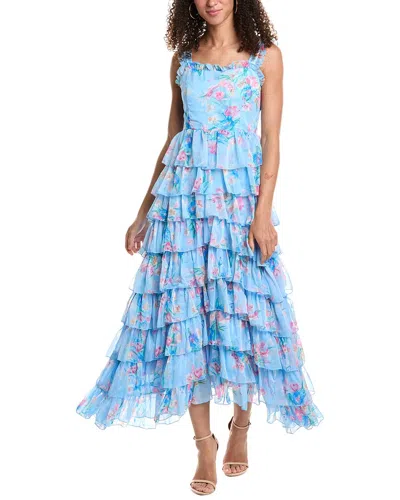 Beulah Tiered Maxi Dress In Blue