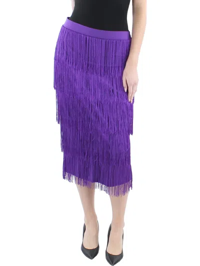 Beulah Womens Fringe Midi A-line Skirt In Purple