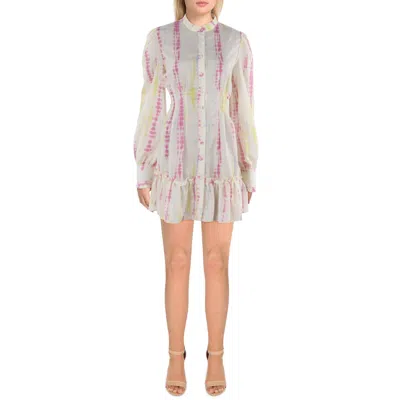 Beulah Womens Ruffled Mini Shirtdress In Beige