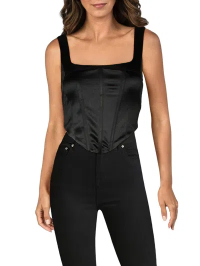 Beulah Womens Satin Corset Cropped In Black