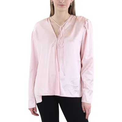 Beulah Womens Shoulder Pads Polyester Button-down Top In Pink