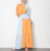 Shop Beulahstyle Bicolor Luxe Long Maxi Dress In Orange & Blue In Multi