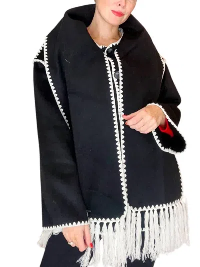 Beulahstyle Coat With Scarf Collar In Black