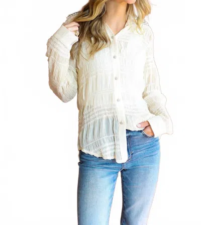Beulahstyle Dazzle Me Long Sleeve Button Down Top In Ivory In White