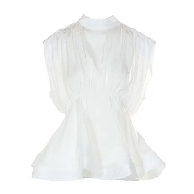 Beulahstyle Flared Hem Sleeveless Top In White