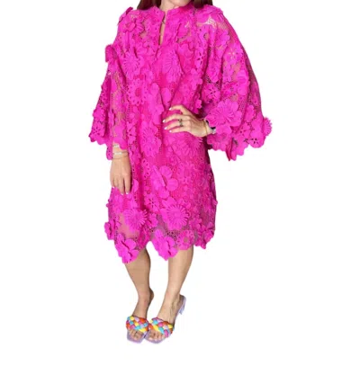 Beulahstyle Floral Lace Dress In Fuchsia In Pink